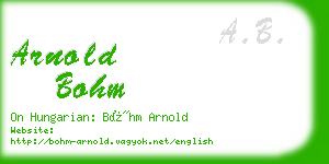 arnold bohm business card